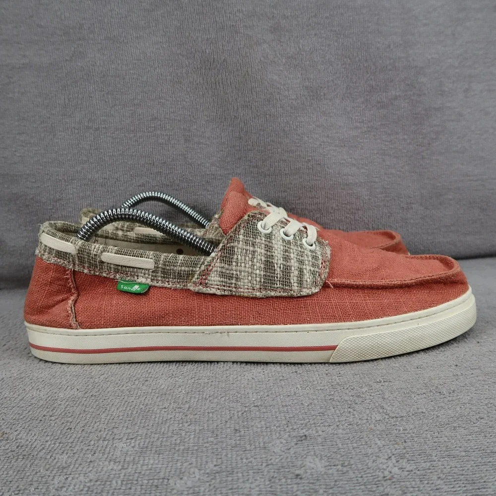 Sanuk Shoes Mens 9 Bisque Moc Toe Lace Up Boat Shoe Sneakers Casual_10